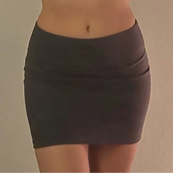 vintage 00s grey low-rise office siren bodycon fitted mini skirt - Picture 2 of 4
